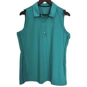 EP New York Golf Apparel Women's Large Sleeveless Green Top w/ Black Piping
